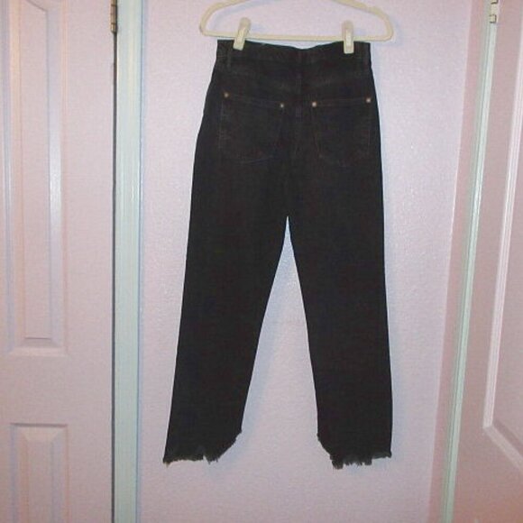 We The Free People Baggy Boyfriend Jeans Size 25 High Button Fly Fringe Crop - Picture 9 of 12